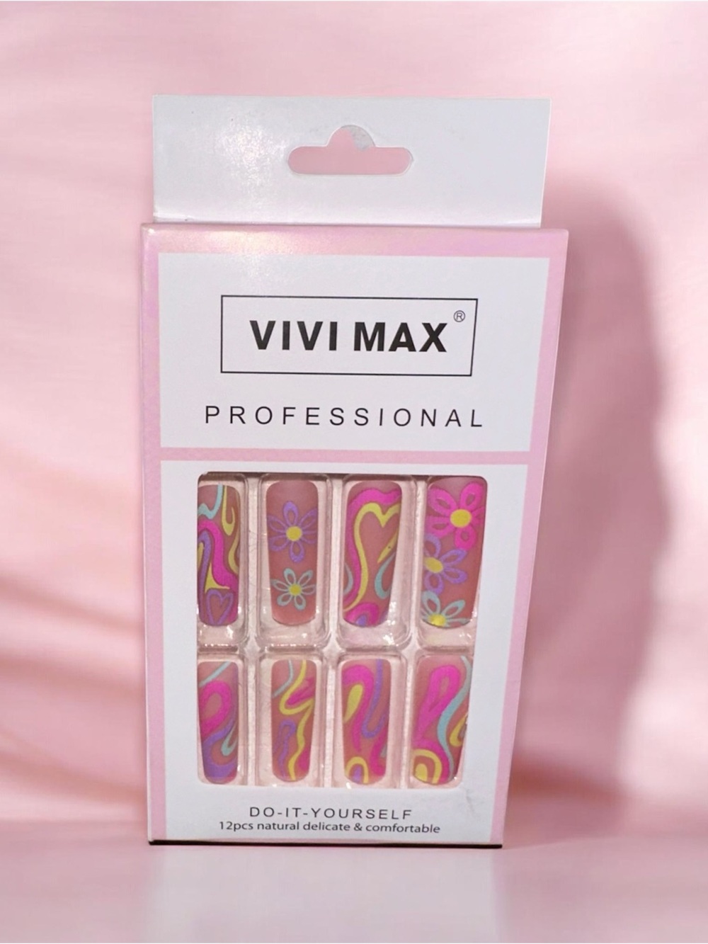 Professional Pink Floral Press-On Nail Set
